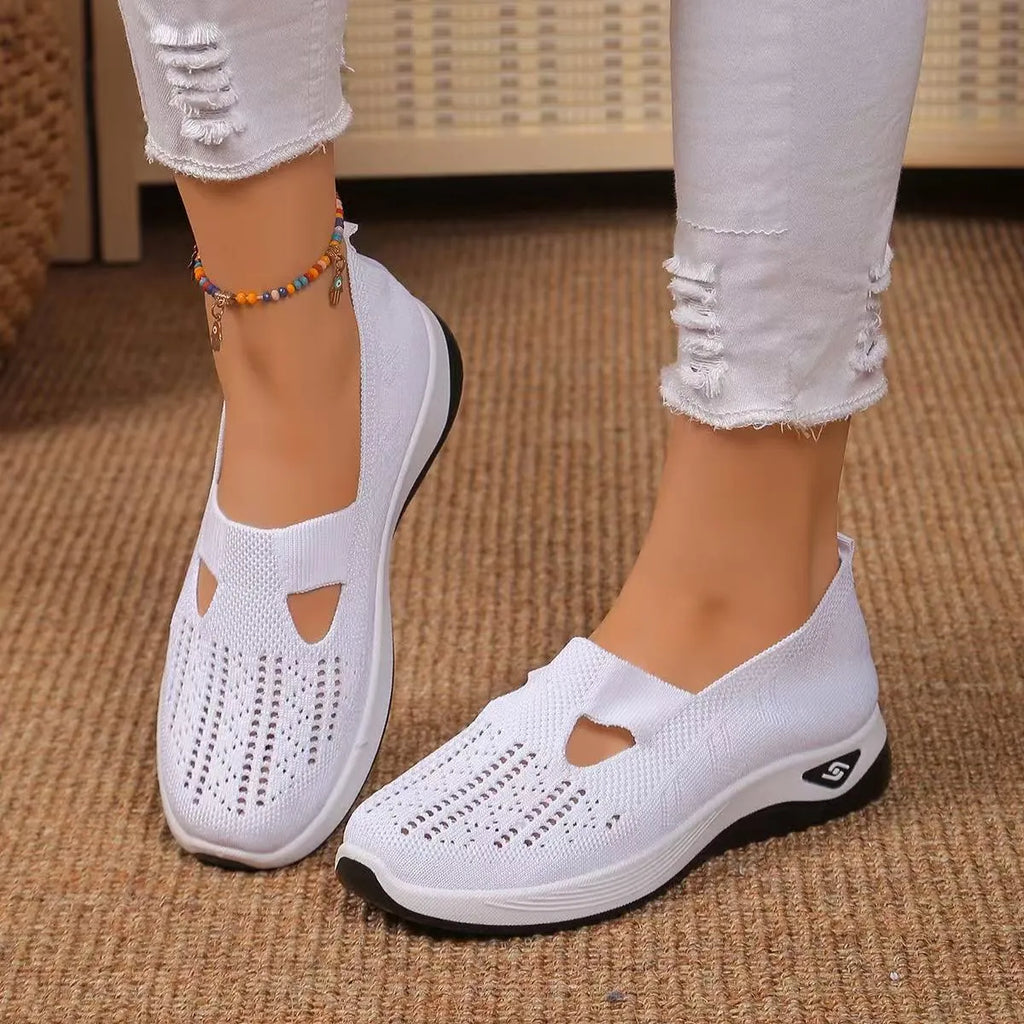 Women's casual mesh shoes with T-strap design in multiple colours