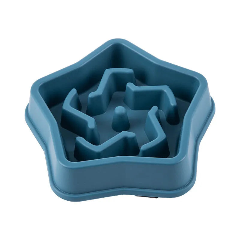 Yellow rough plastic slow feeding dog bowl with non-slip bottom 20.1 cm diameter