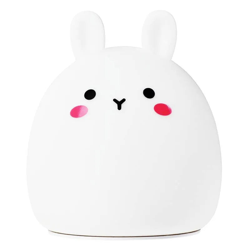 Silicone cute rabbit rechargeable night light with LED and USB power, cartoon style, 102x110mm