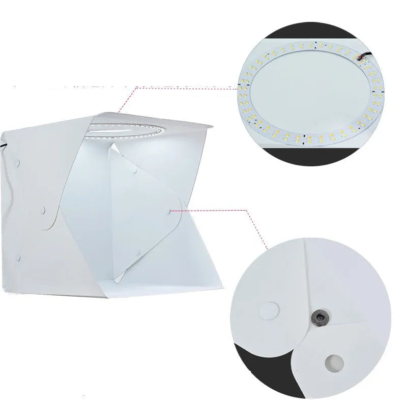 40cm folding studio LED soft light box with adjustable colour temperature and six-colour backgrounds