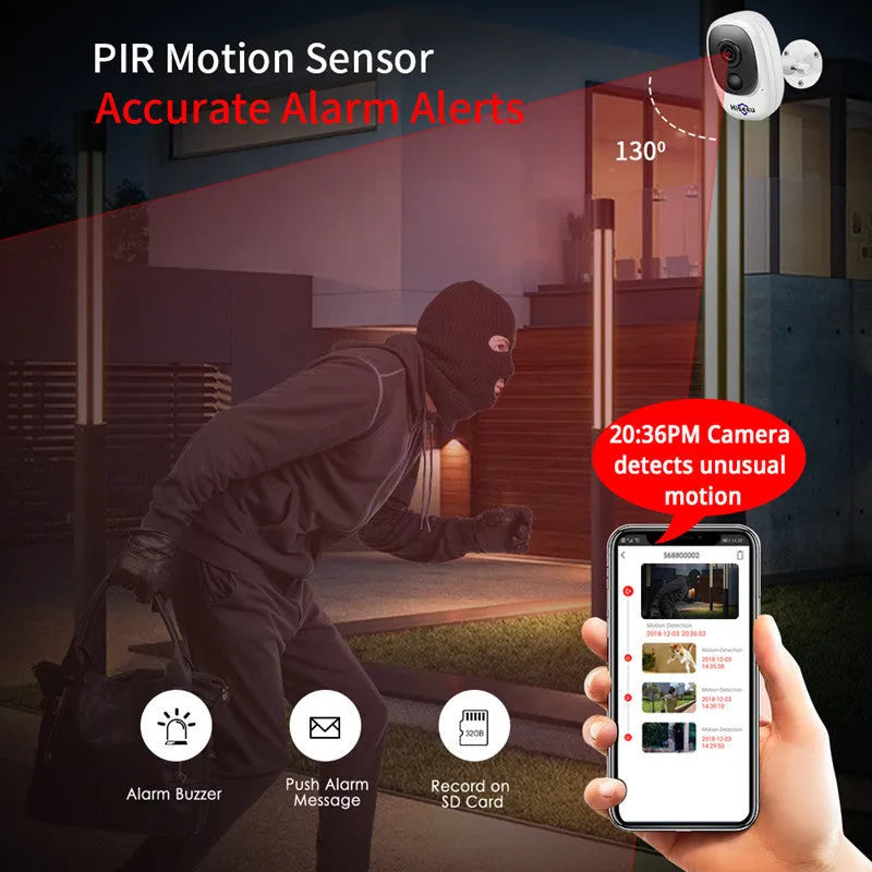 White indoor dome network camera 1080P night vision low-power battery remote monitoring on ceiling