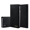 Flip phone case for Apple iPhone with card slot in Black, showing front cover and spine