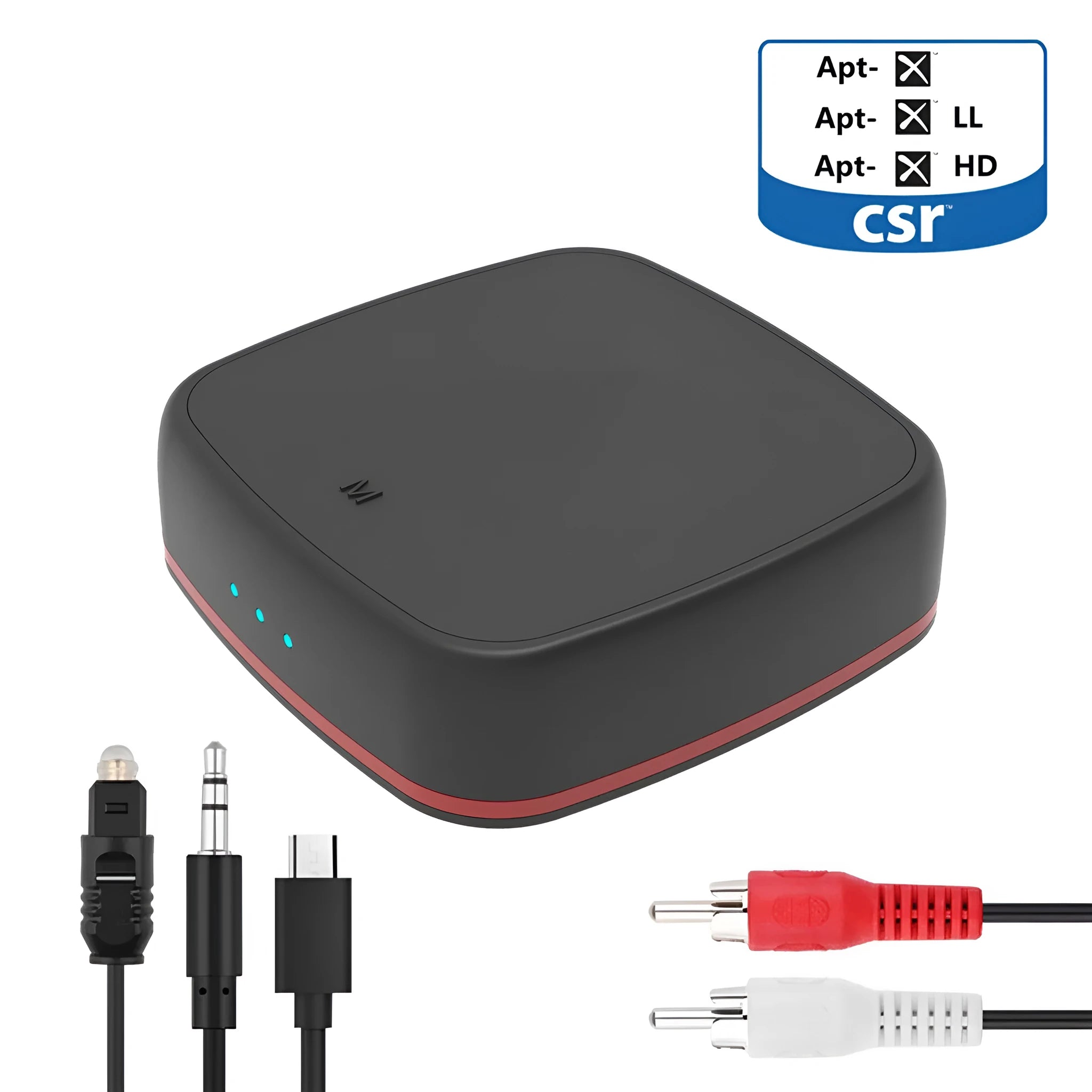 Optical fiber Bluetooth 5.0 adapter CSR8675 black with AUX and SPDIF ports TX RX switch