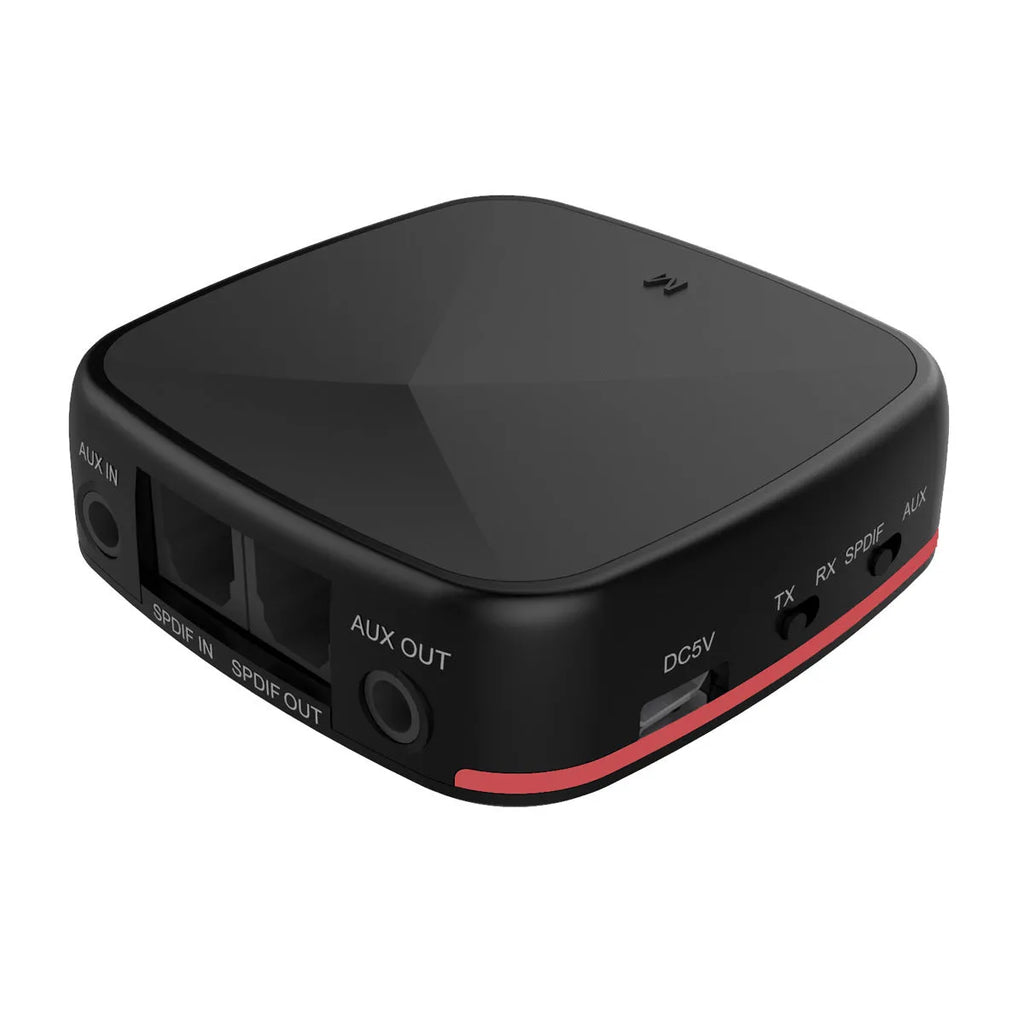 Optical fiber Bluetooth 5.0 adapter CSR8675 black with AUX and SPDIF ports TX RX switch