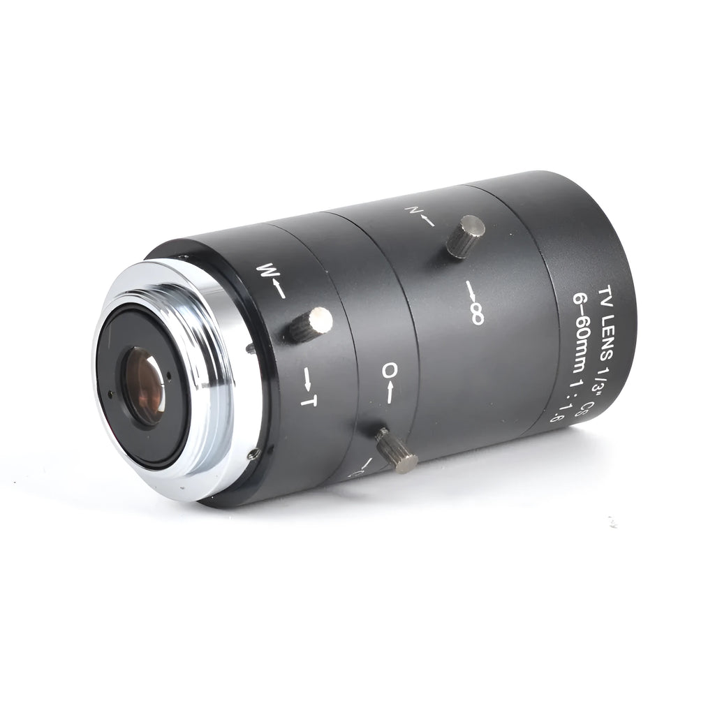 Black 6-60mm manual aperture and focus CCTV camera lens with CS mount