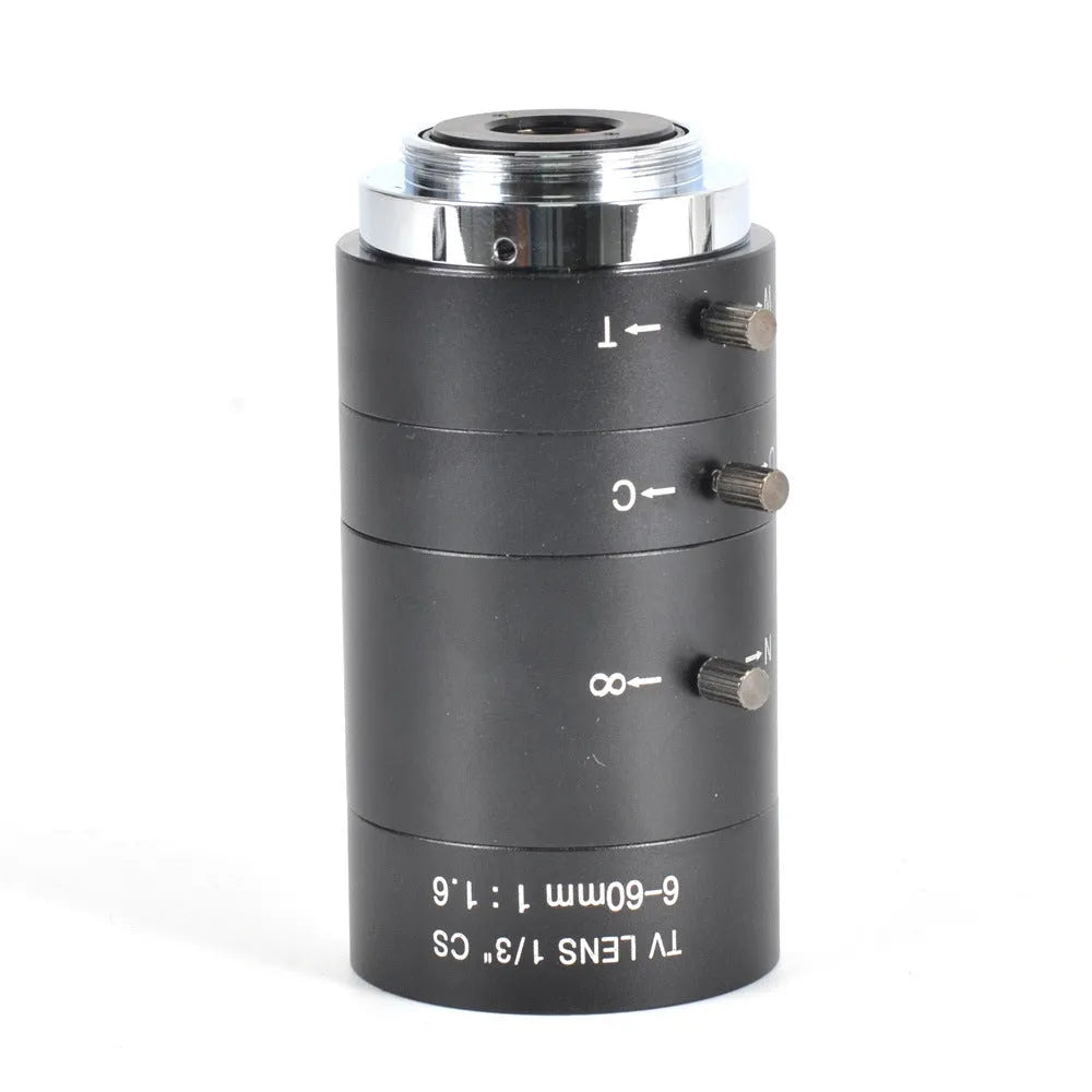 Black 6-60mm manual aperture and focus CCTV camera lens with CS mount