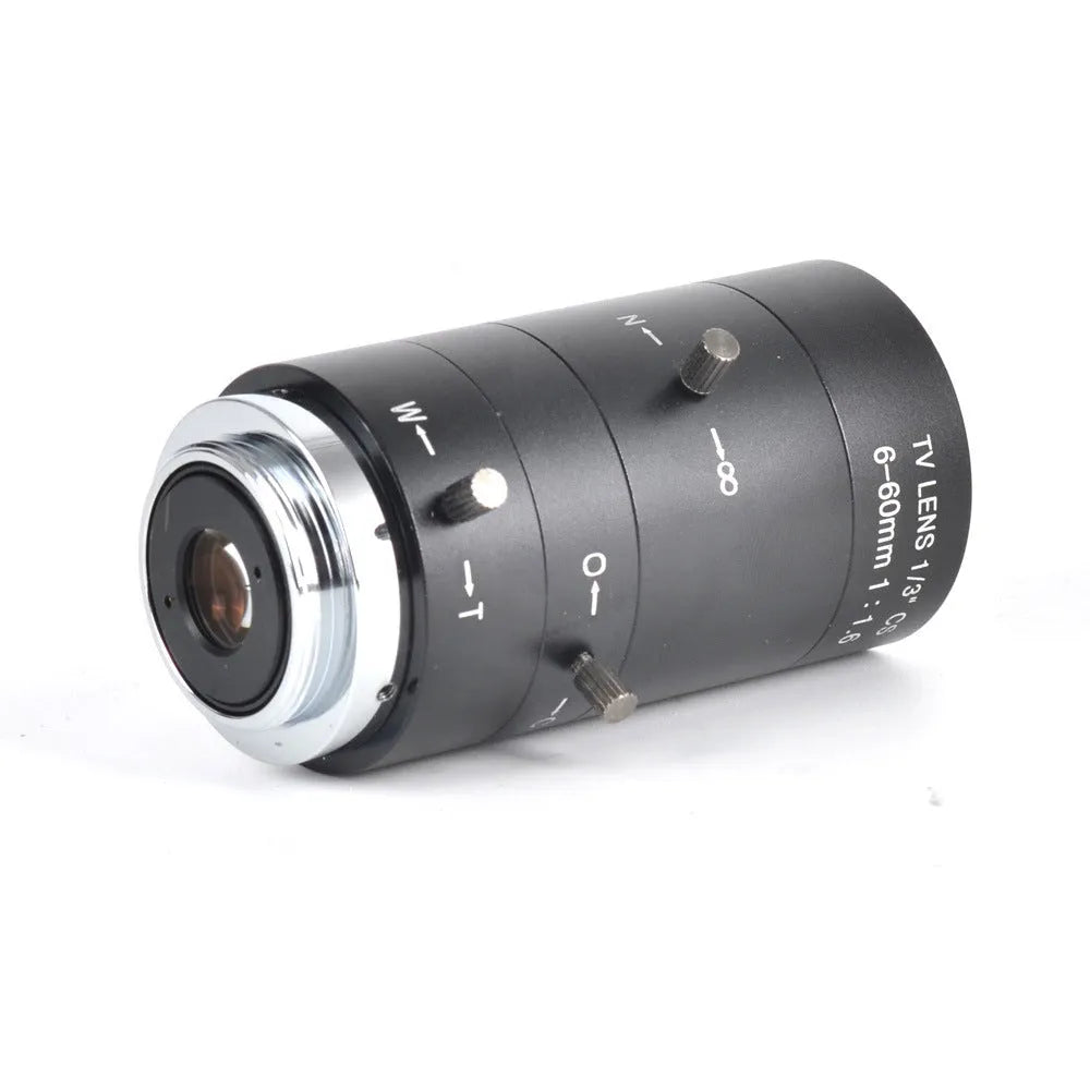 Black 6-60mm manual aperture and focus CCTV camera lens with CS mount
