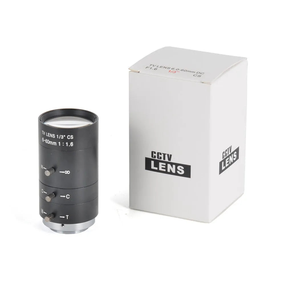 Black 6-60mm manual aperture and focus CCTV camera lens with CS mount