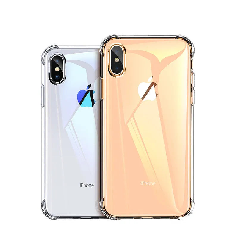 Transparent white silicone iPhone protective case showing compatible iPhone models