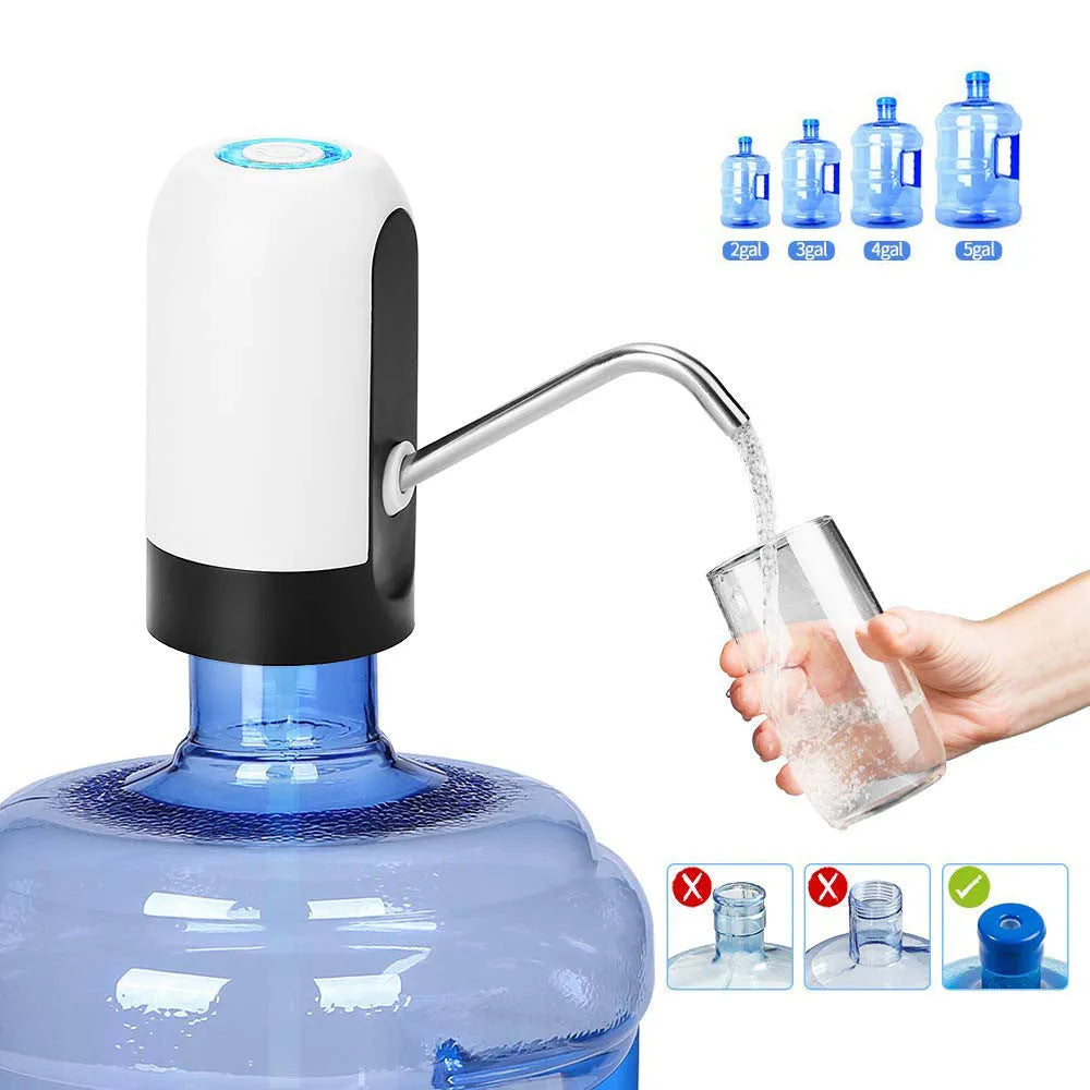 Electric water pump 13x7.5cm USB rechargeable black or white automatic water absorber for bottles