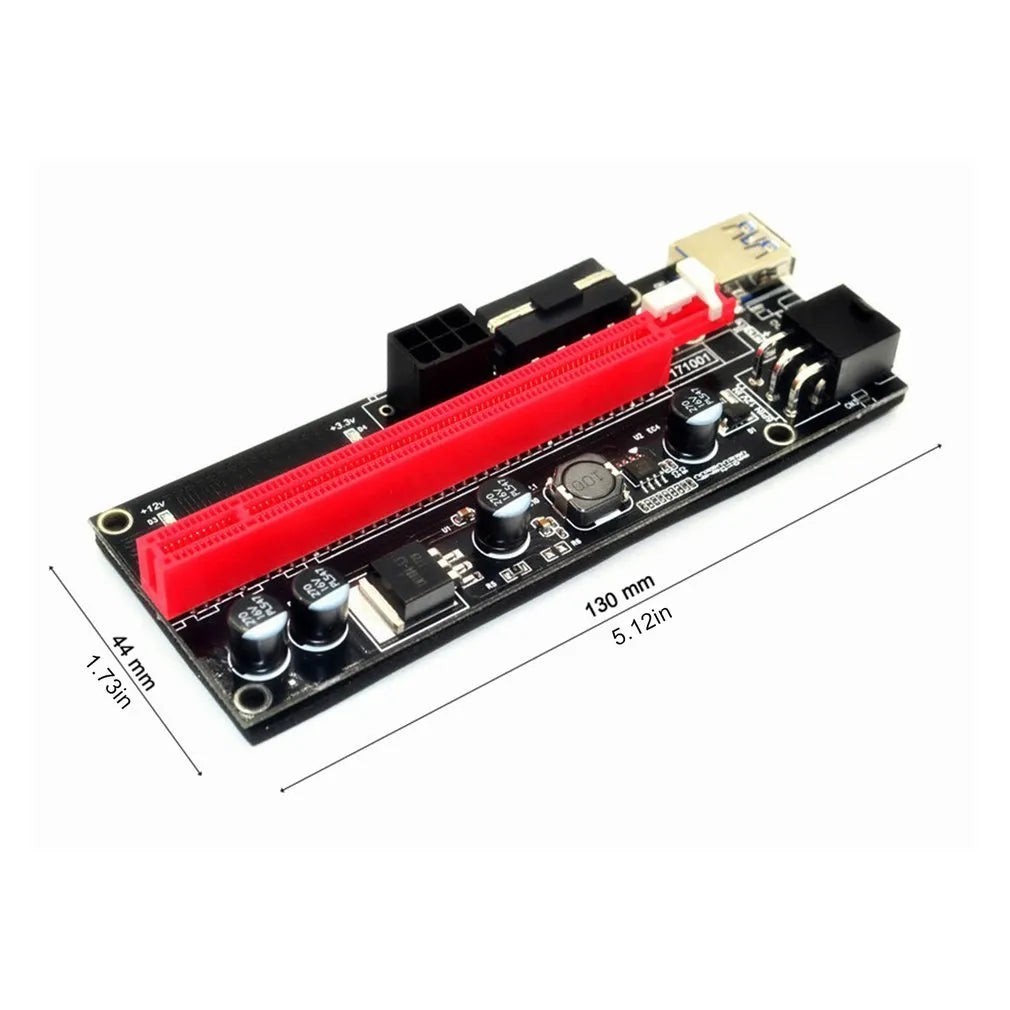 Blue PCI-E 1X to 16X riser adapter cable with 60cm copper core wire on a table