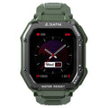 Rugged outdoor smart watch with 1.69-inch screen showing sports tracking display on silicone wristband