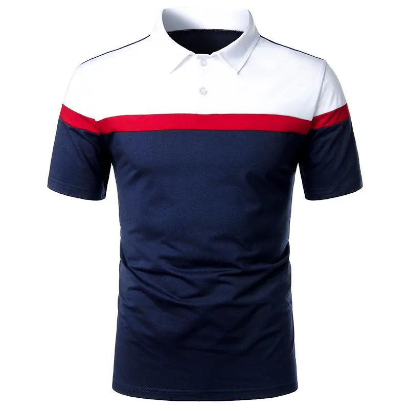 Men's colour-block casual short-sleeve t-shirt in grey, cotton blend with splicing detail, front view