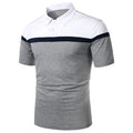 Men's colour-block casual short-sleeve t-shirt in grey, cotton blend with splicing detail, front view
