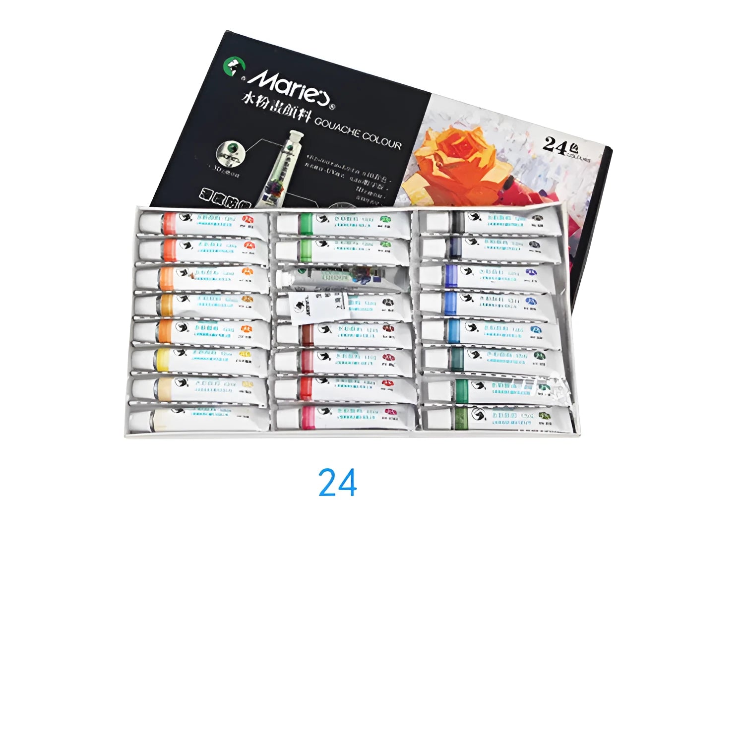 Marley gouache paint set in a box with twelve 12ml tubes in assorted colours
