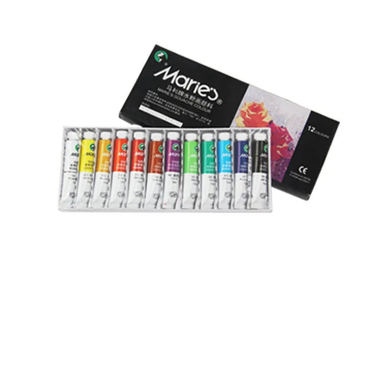Marley gouache paint set in a box with twelve 12ml tubes in assorted colours