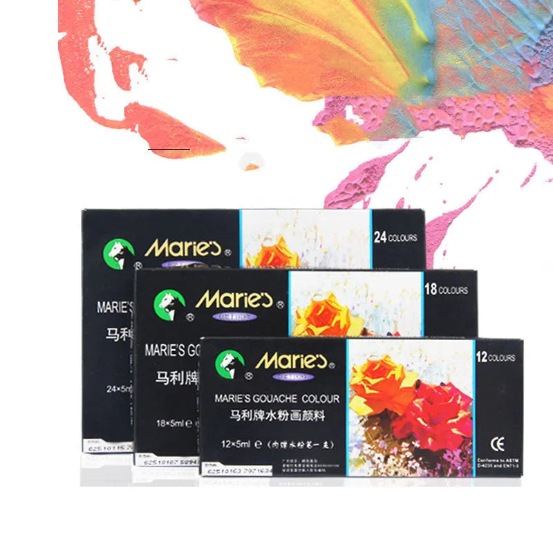 Marley gouache paint set in a box with twelve 12ml tubes in assorted colours