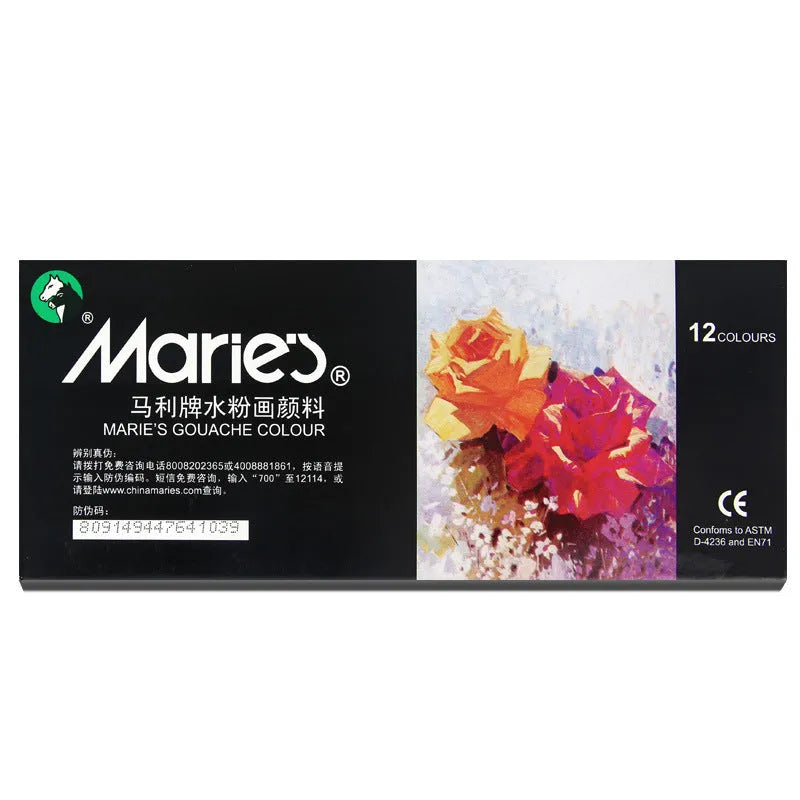 Marley gouache paint set in a box with twelve 12ml tubes in assorted colours