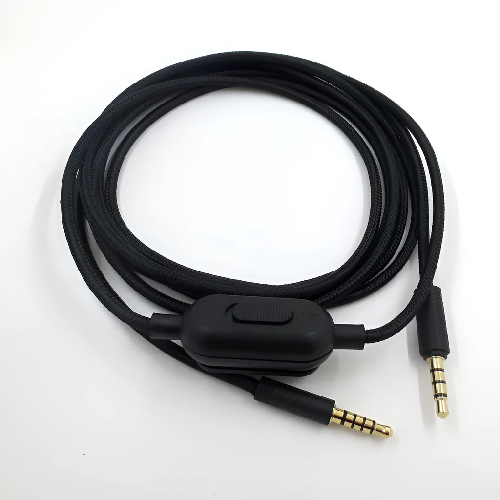 Black universal audio cable for gaming headsets with copper wire construction