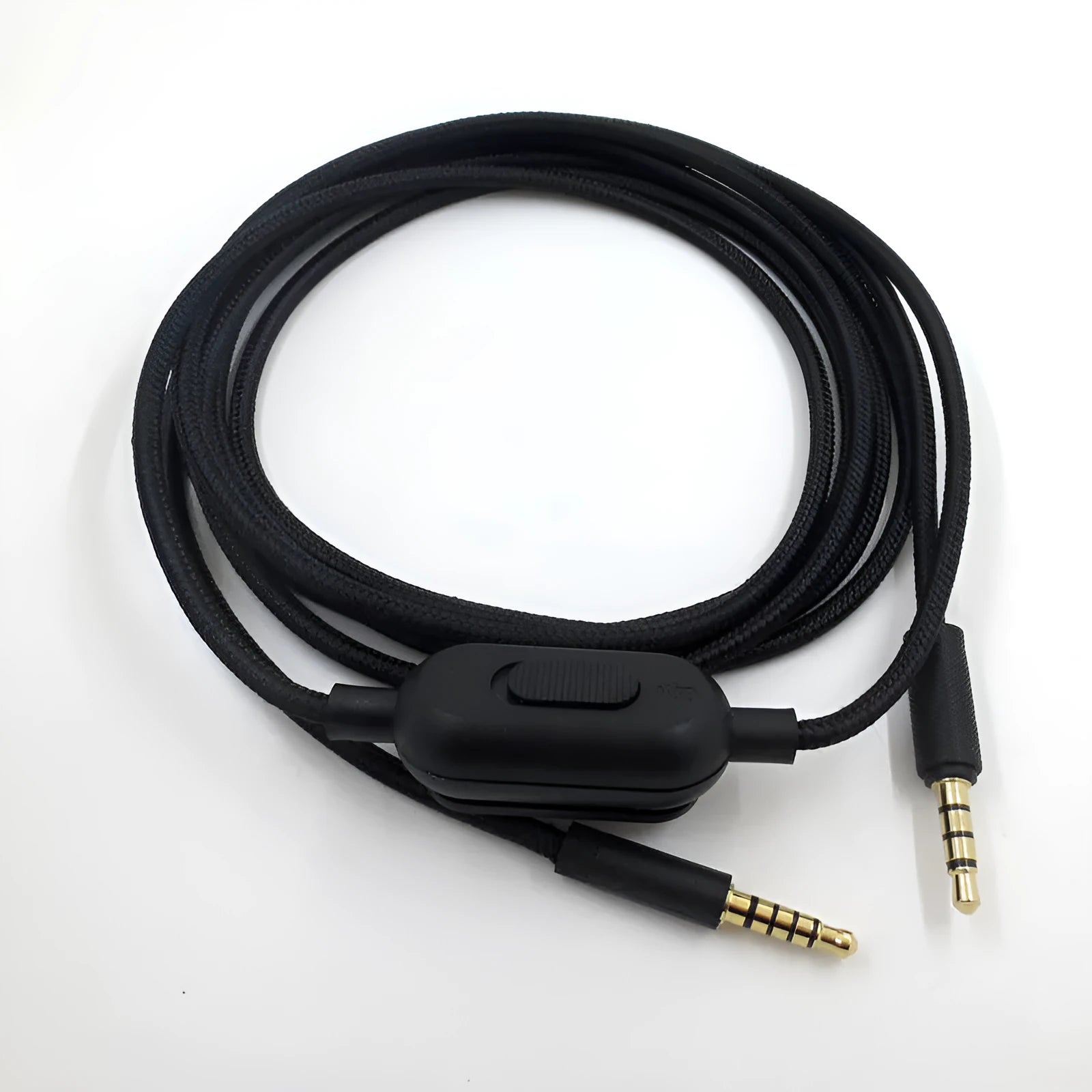 Black universal audio cable for gaming headsets with copper wire construction