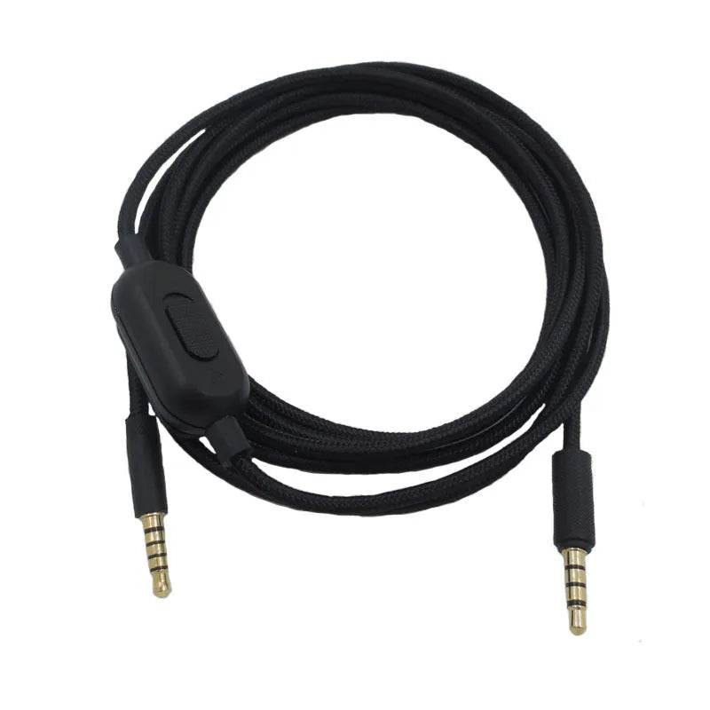 Black universal audio cable for gaming headsets with copper wire construction