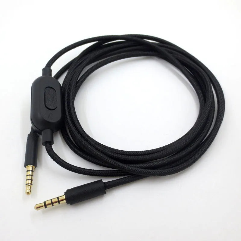 Black universal audio cable for gaming headsets with copper wire construction