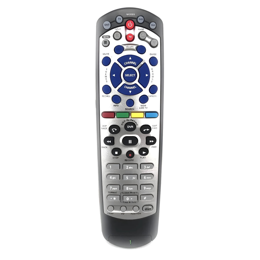 Black flat universal remote control for DISH Network TV satellite box model 20.1