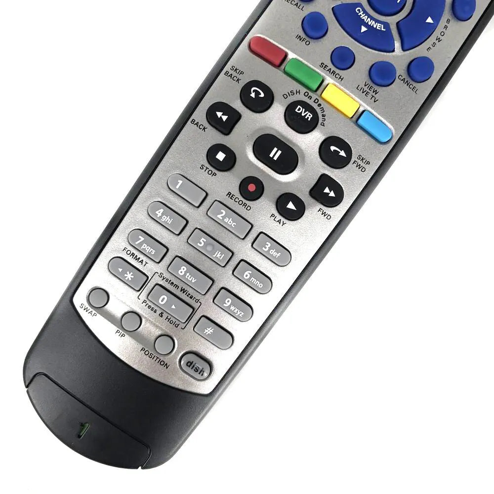 Black flat universal remote control for DISH Network TV satellite box model 20.1