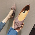 Women's pointed toe cotton shoes with low heel in black and red colour options