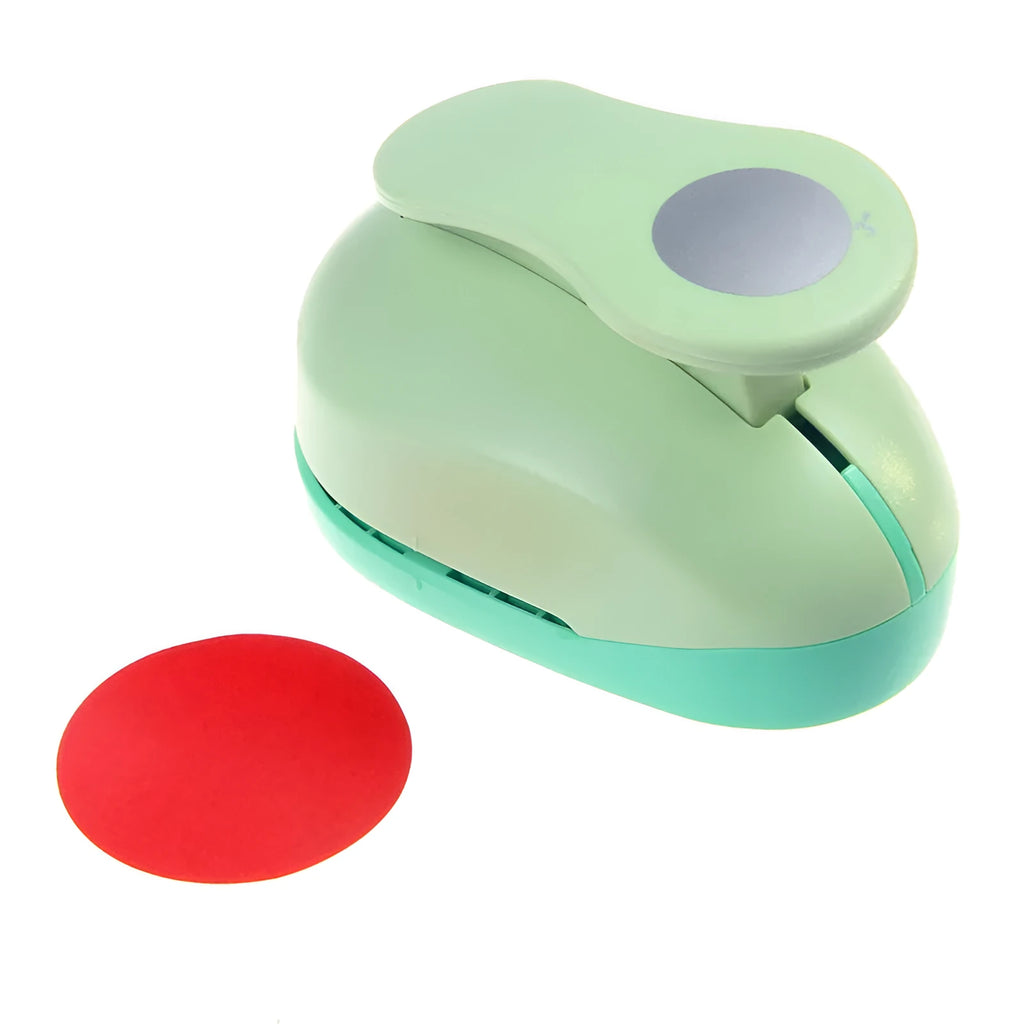 Round children's puzzle embossing machine with colourful finish showing 9mm to 75mm round dies for paper craft