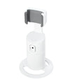 Black smartphone tracking gimbal showing 360-degree rotation capability with clip mounting system