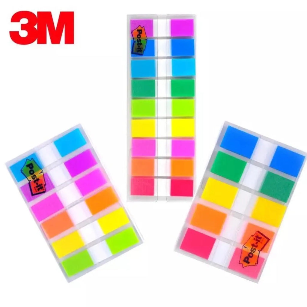 Pack of removable plastic indicator labels 9.4mm x 44mm mixed colours six books