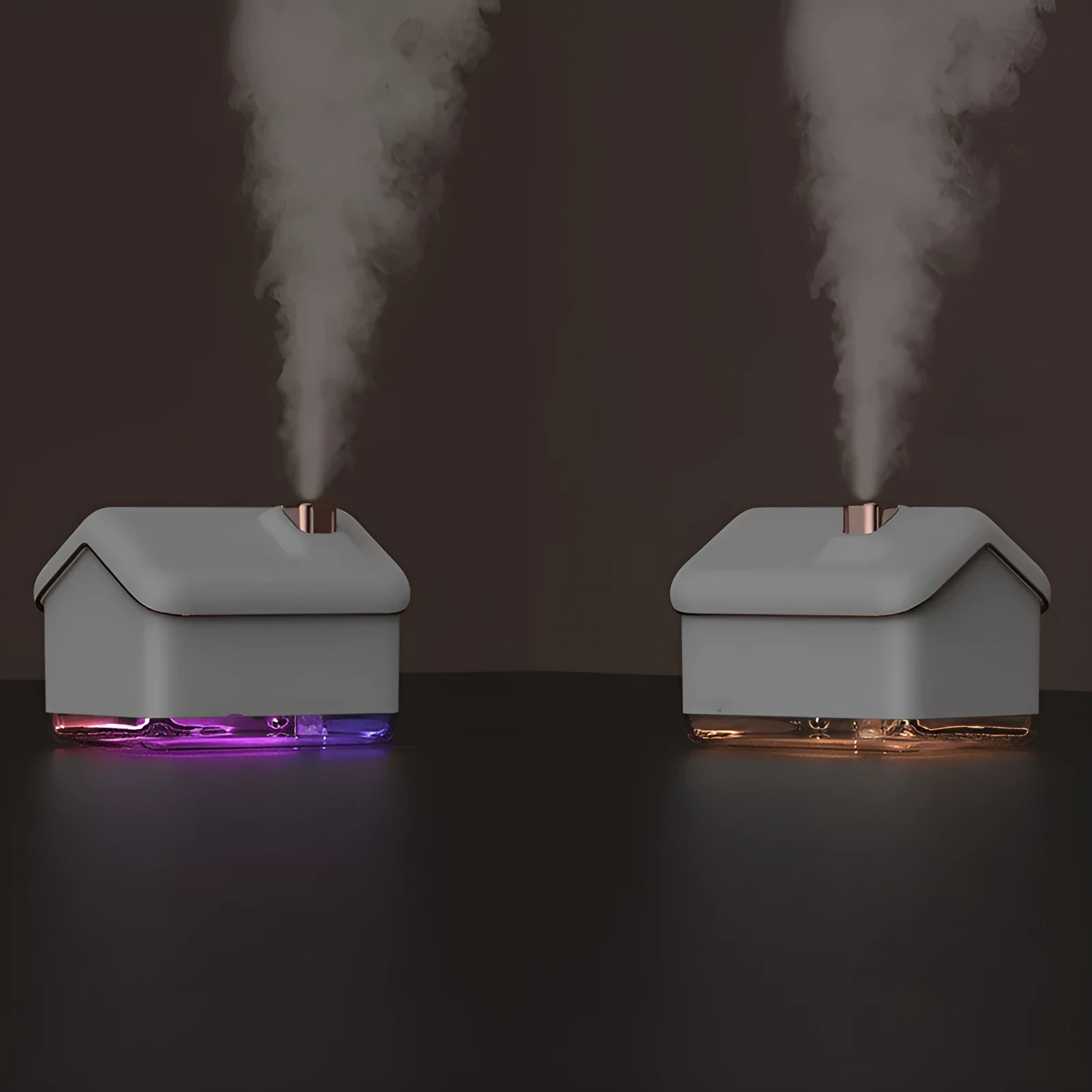 White igloo-shaped ultrasonic humidifier and essential oil diffuser with LED light and USB cable