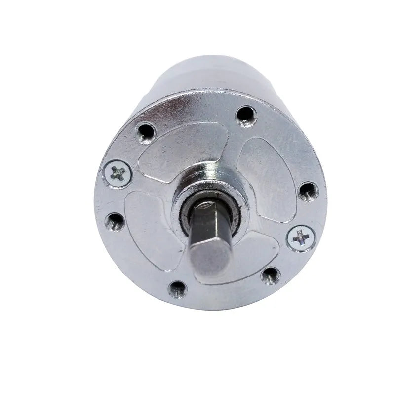 GA37RG DC gear motor with 37mm gearbox and 6mm output shaft on white background
