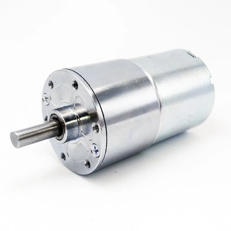 GA37RG DC gear motor with 37mm gearbox and 6mm output shaft on white background