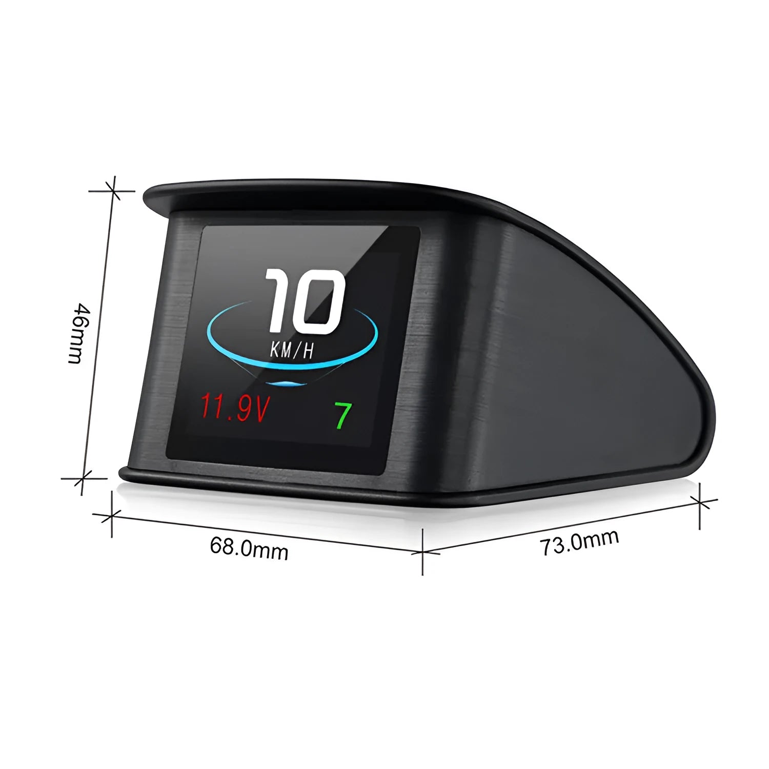Smart car monitor HD LCD screen head-up display black 68x73x46mm with GPS input and USB power
