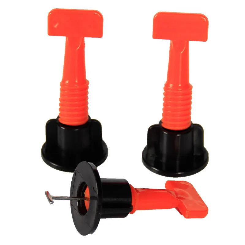 Pack of 50 PE plastic tile leveling regulators with reusable wrench for ceramic tile installation