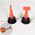 Pack of 50 PE plastic tile leveling regulators with reusable wrench for ceramic tile installation