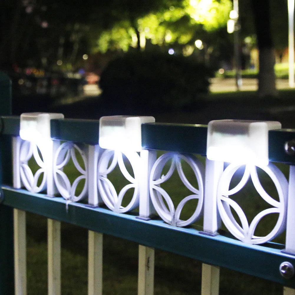 Solar railing light IP65 waterproof LED step light 44x45x80mm white shell 4-pack with solar panel