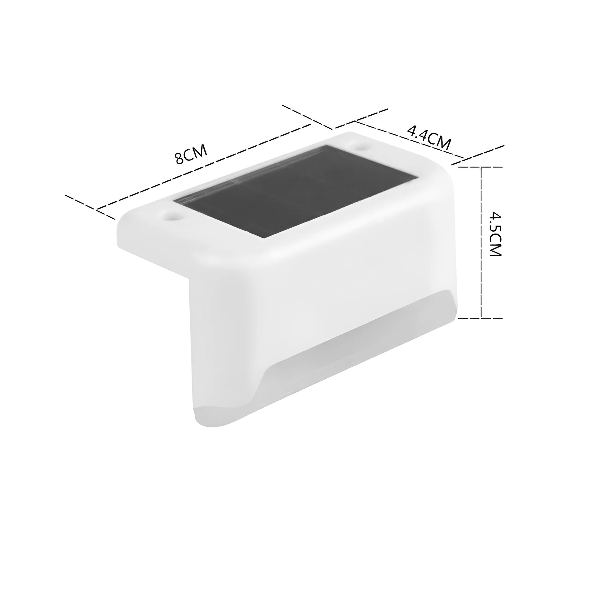 Solar railing light IP65 waterproof LED step light 44x45x80mm white shell 4-pack with solar panel