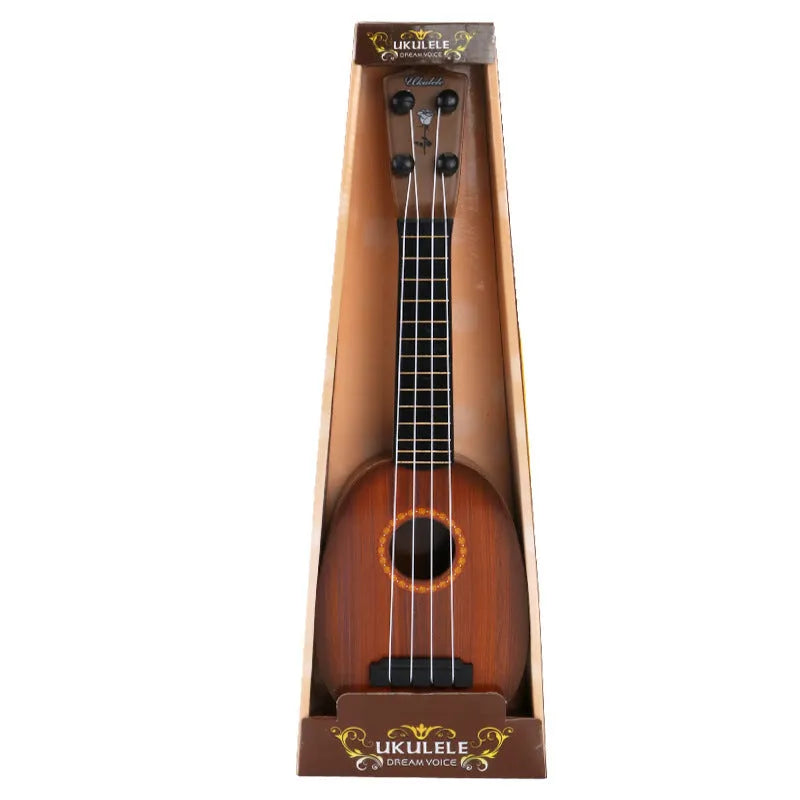 Safety plastic simulation ukulele toy for children measuring 38cm tall in colour box