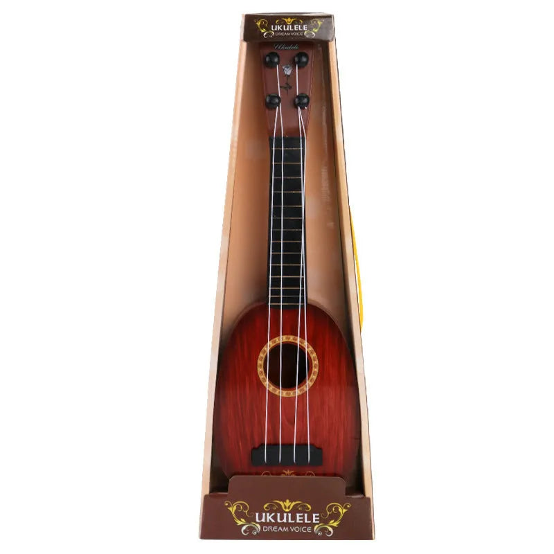 Safety plastic simulation ukulele toy for children measuring 38cm tall in colour box