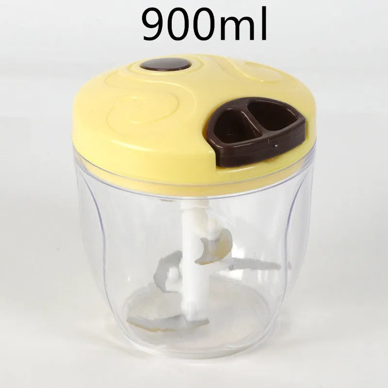 Green manual meat grinder chopper with three stainless steel blades and 500ml capacity