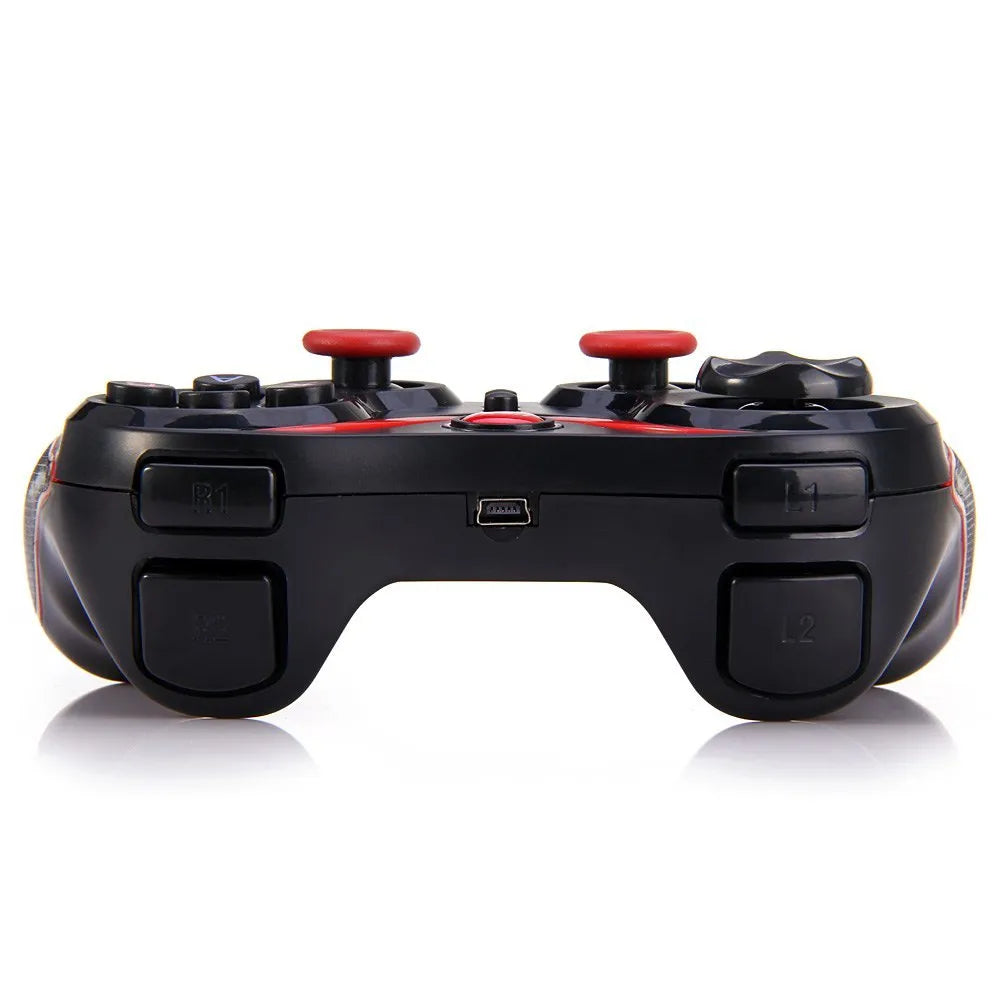 Wireless Bluetooth gamepad in black with ABS body, 17x11x6.5cm, for Android and IOS mobile gaming