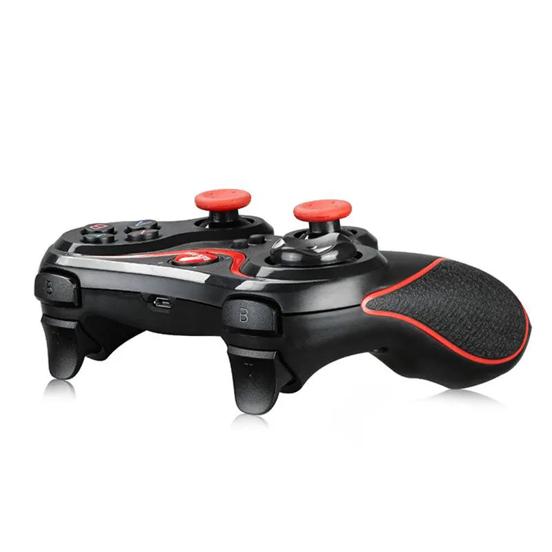 Wireless Bluetooth gamepad in black with ABS body, 17x11x6.5cm, for Android and IOS mobile gaming