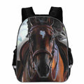 Cartoon horse head school backpack in multiple colours with zipper opening and organisational compartments
