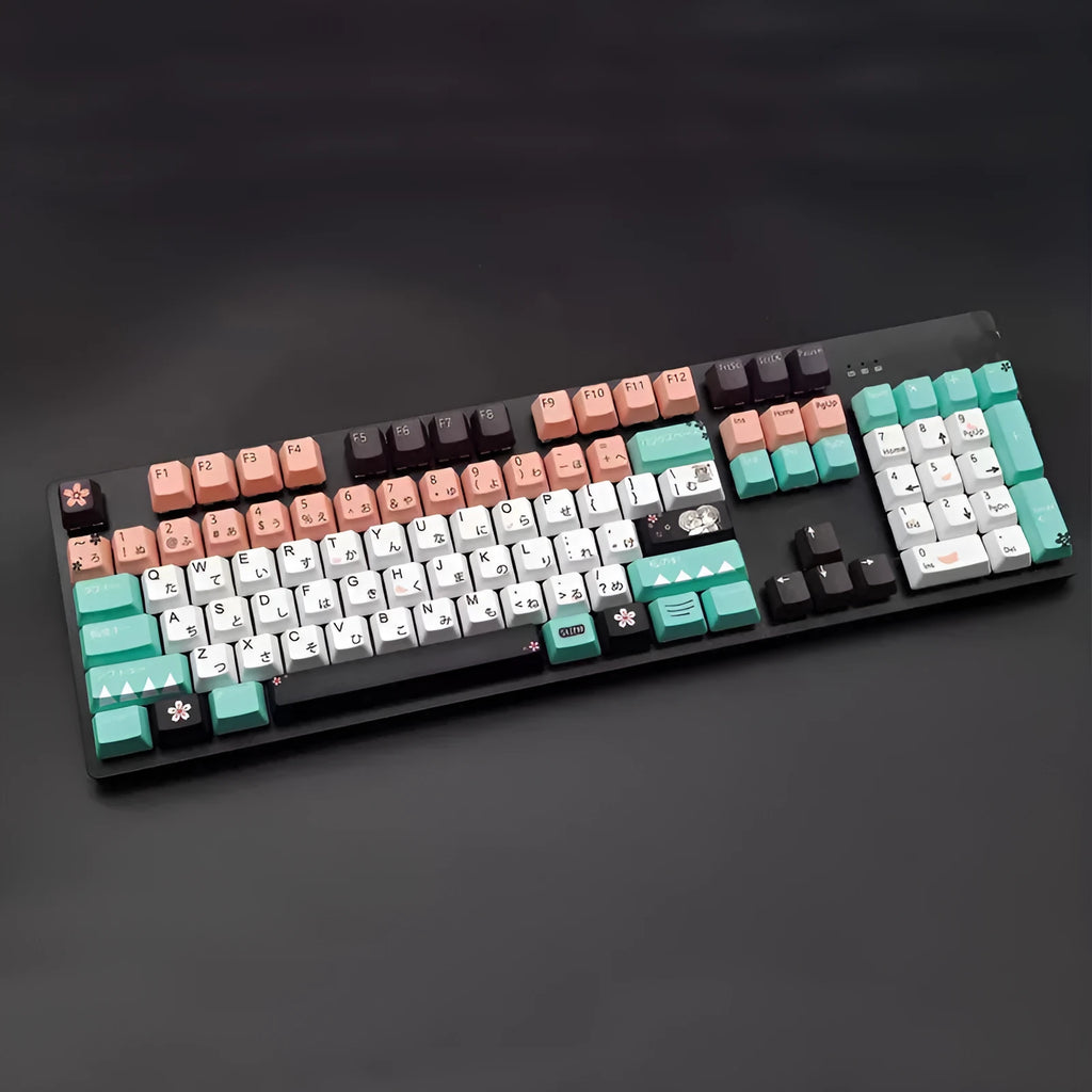 Green doubleshot ABS mechanical keyboard keycaps set for Cherry MX switches