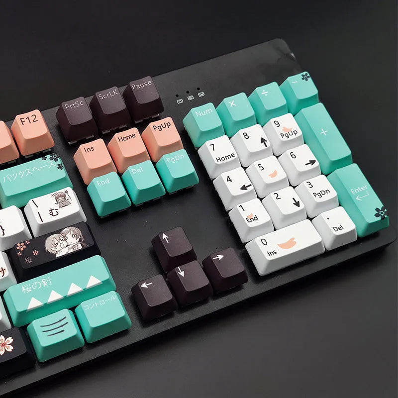 Green doubleshot ABS mechanical keyboard keycaps set for Cherry MX switches