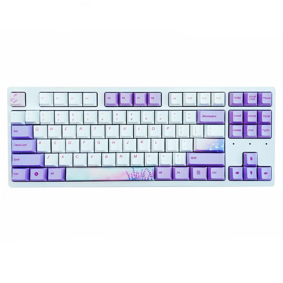 Lavender violet PBT dye sublimation keycap set for mechanical keyboard, 108-key standard layout
