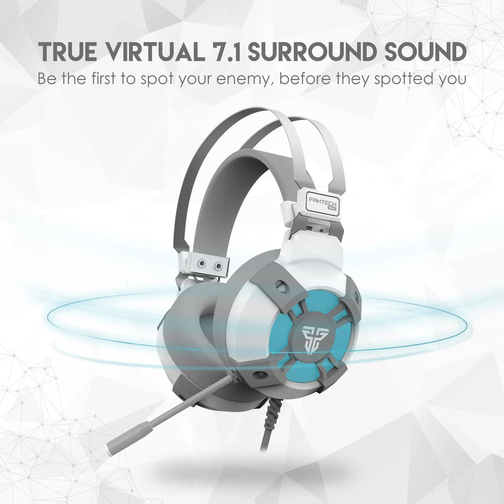 Black FANTECH HG11 USB gaming headset with RGB lights and noise reduction microphone
